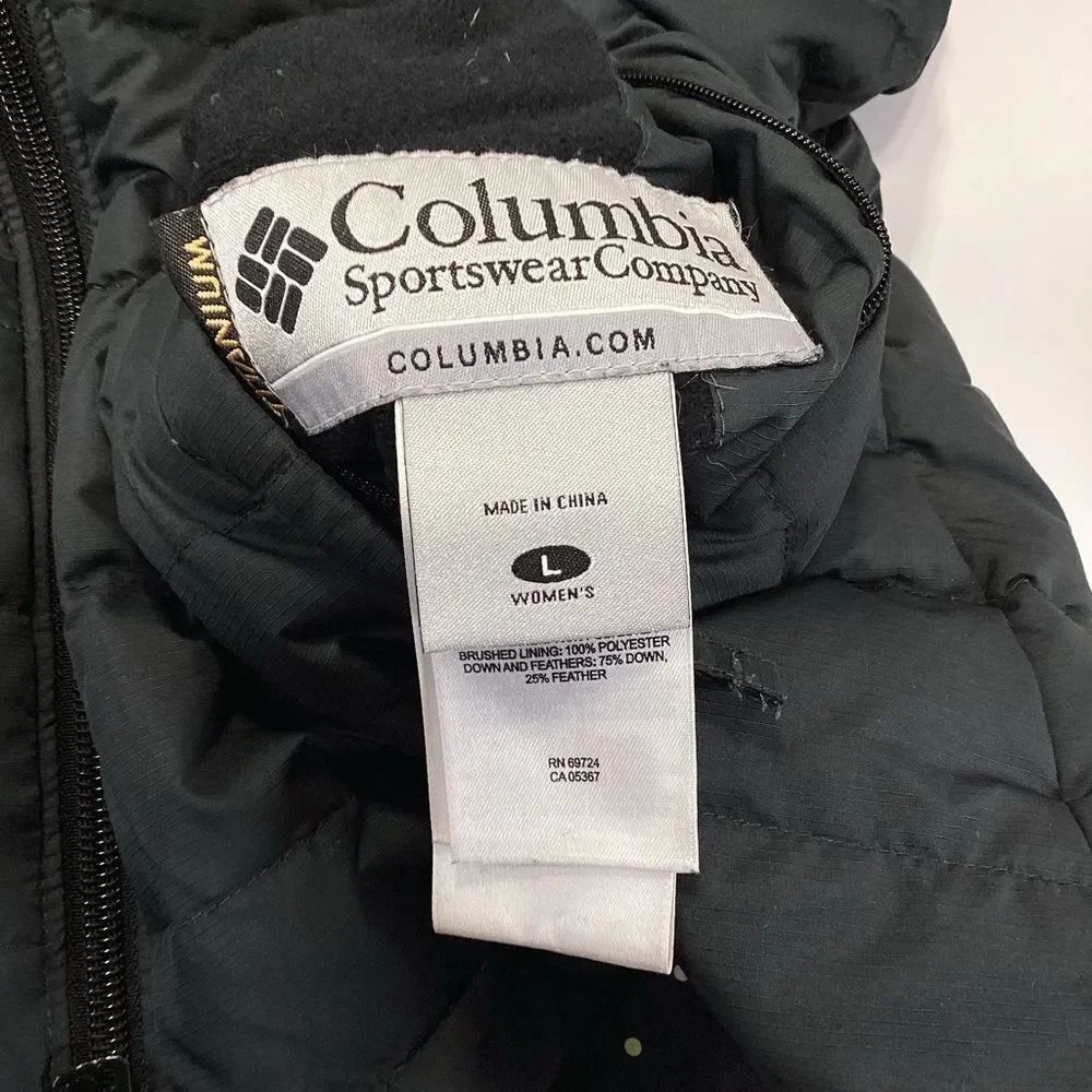 Columbia Down Puffer Reversable Coat Gray and Polka Dot Women’s Size L - Picture 7 of 14
